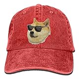 大人 デニム キャップ柴犬 大人気 旅行 ハット 軽量 紫外線対策 日よけ 小顔効果 プリント付き 無地 レッド