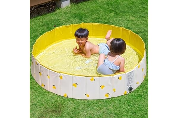 (ケラッタ) プール 折りたたみ【10秒でパパっと組み立て】空気入れ不要 140×30cm 子供 赤ちゃん 水遊び (レモン)