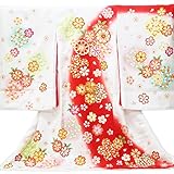 【お宮参り着物】【白地系 桜の柄】女の子 正絹 友禅 刺繍【風呂敷プレゼント/ギフト対応】