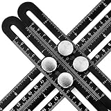 角度テンプレートツール - Housolution 定規 自由スコヤ ステンレス製 四角 DIY 折りたたみ式 日曜大工・工作の必需品 BLACK