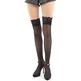 【Day-net】シリコンストッパー付ガーターストッキング 黒ブラック/レーストップ①