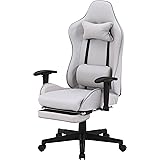 不二貿易 ゲーミングチェア ファブリック 幅67.5×奥行67.5×高さ115㎝ ライトグレー リクライニング機能 オットマン付き ニクス 19435 【Amazon.co.jp限定】