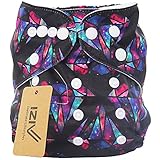 iZiv新生児1厚いおむつ付きオーガニック幼児防水/調整/再利用可能/洗えるポケット布おむつのフィット赤ちゃん0.5-3歳（ブラックスカル）