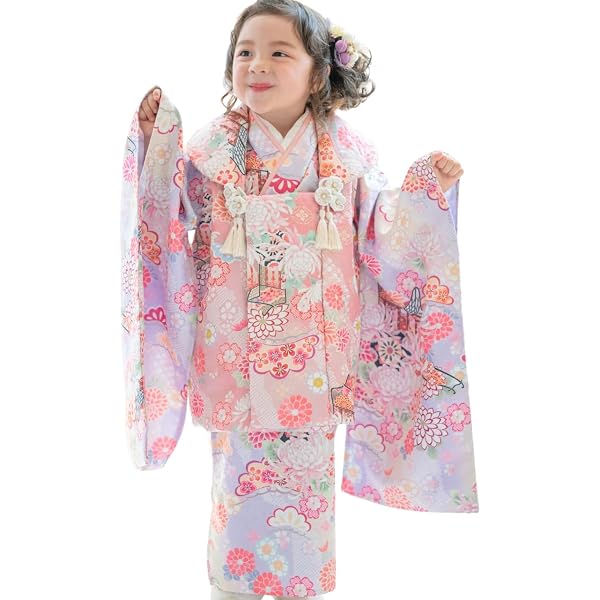 Amazon | [京都室町st．] 七五三3歳女の子着物セット 被布セット フル