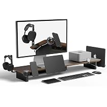 Amazon.co.jp: amesoba デスクシェルフ モニタースタンド 木製 卓上
