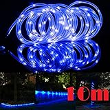 JX-SHOPPU LED100個搭載 ソーラーLEDチューブ 夜になると自動点灯ガーデンイルミネーションライト10M (ブルー)