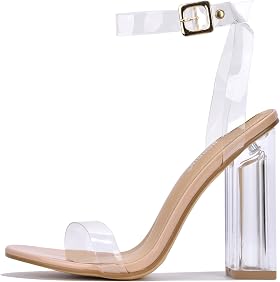Clear Chunky Block High Heels for Women 