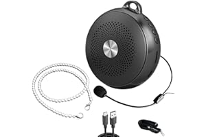 拡声器 ポータブル拡声器 小型 拡声器 メガホン 拡声器 ノイズリダクションマイク AUX/USB/TFカード ミニ音声増幅器 音声アンプ ハンズフリー 2200mAh 音楽再生可能 パールベルト付き 充電式 セミナー/教育/ガイド/会議/説明会/イベント/防災/販促/講演会/運動会などに最適
