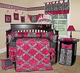 SISI Baby Bedding -Hot Pink Zebra 15 PCS Crib Bedding by Sisi