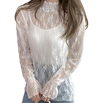 Amazon | [SEYIXU] レディース 総レースブラウス セクシー 可愛い 