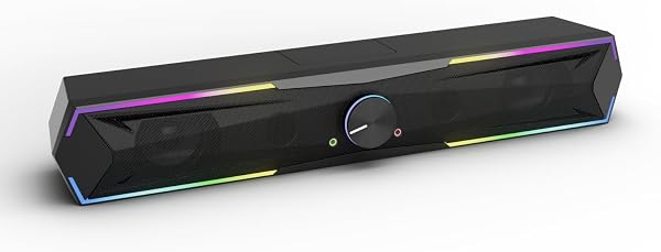Kstime【最新Bluetooth5.4 & USBダイレクト】PCスピーカー サウンドバー 10W RGB ゲーミングスピーカー 六つのスピーカーユニット 二重対称インバーターチューブ ステレオ 大音量&豊かな低音 ラップトップ、タブレット、スマートフォンに対応、USB給電式のパソコンスピーカー - 1