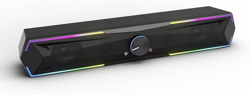 Kstime【最新Bluetooth5.4 & USBダイレクト】PCスピーカー サウンドバー 10W RGB ゲーミングスピーカー 六つのスピーカーユニット 二重対称インバーターチューブ ステレオ 大音量&豊かな低音 ラップトップ、タブレット、スマートフォンに対応、USB給電式のパソコンスピーカー