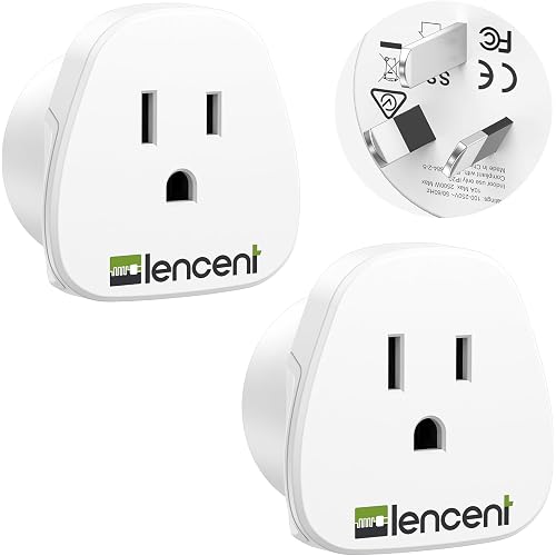 LENCENT 2 Pack US to Australia Plug Adapter | USA Japan China to AU/NZ Outlet Power Adaptor Travel Households Plug Converter
