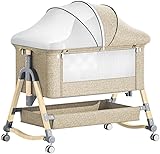 ベビーベッド 添い寝 折りたたみ ハイローベッド 高さ6段調節可能 睡吐防止 新生児 乳児用 多機能 組み立て簡単 収納便利 揺りかご 蚊帳