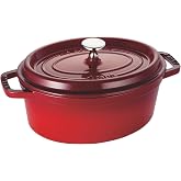staub ストウブ ピコ ココット オーバル 23cm チェリー 鋳物ホーロー 両手鍋 無水調理 フランス製 40509-830 | 2〜3人分、魚料理・さつまいも・長い野菜、素材の形を活かした調理におすすめ、オーバル形状で食材をそのまま調理