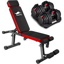 Amazon | CuteeFox 商品 トレーニングベンチ＋可変式 ダンベル 40kg