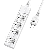 エムサインMscien 延長コード 1m 4個口 電源タップ スイッチ付き 雷ガード 壁掛け おしゃれ 卓上 ほこり防止 個別スイッチ コンセント たこあしコンセント タップ 極性対応