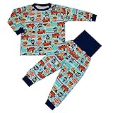 アンパン スムース総柄 腹巻付 長袖パジャマ ブルー◇100cm