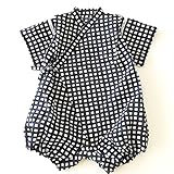 bebe couture(ベベクチュールベビー用品専門店)日本製ロンパース甚平黒ギンガム70-80ｃｍ