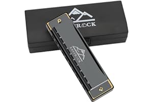 EASTROCK 10 Holes Blues Harmonica for Adults & Kids,Professional C-Key Blues Harp Mouth Organ with Case,Beginner, Students gifts, Black