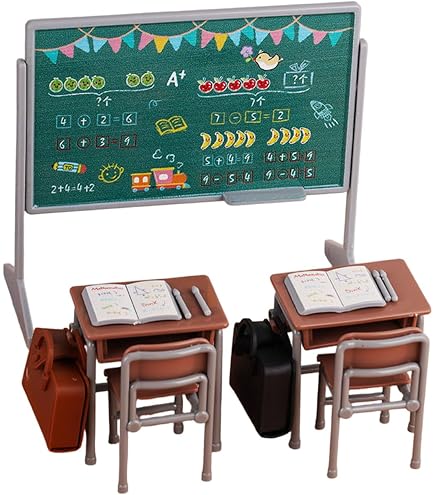 Amazon.co.jp: LRXIYODE 4セットミニチュア教室用家具 の学校机と椅子 