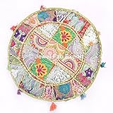 ボヘミアンパッチWork Ottomanカバー、インディアンヴィンテージボヘミアンPouf従来ヴィンテージIndian Pouf床、100コットン、のみカバー、フィラーNot Included、ボヘミ