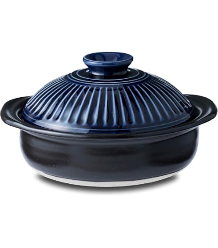 Amazon｜銀峯陶器 萬古焼 スープ鍋 9号 菊花 瑠璃釉 96291｜土鍋 