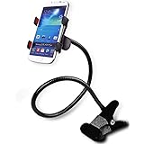 スマホホルダークリップ式 フレキシブルアーム 充電ホルダー シリコーン、ゴム、アルミニウム 360度回転 自由調節 角度調整可能 TOPOOMY ブラック