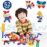 AsToy おもしろ積み木 52pcs 図形 形合わせ 型はめ つみき ブロック 赤ちゃん 知育玩具 3歳から 子ども 想像力創造力を育てるおもちゃ 誕生日プレゼント