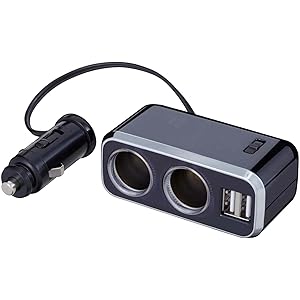 ナポレックス 車用 シガーソケット分配器 2連 USB端子2口 コードタイプ Fizz イルミソケットS2 USB 2…