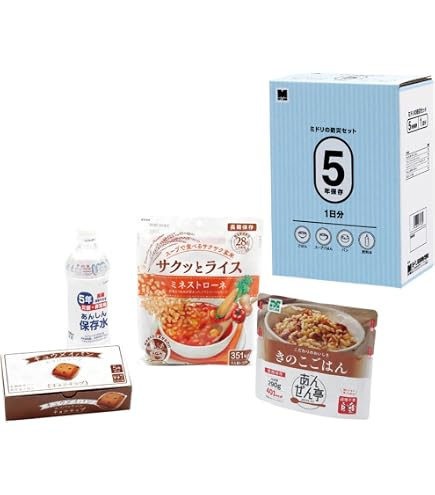 Amazon | ミドリ安全 防災用品 非常食 7年保存3日分セット-2 | ミドリ