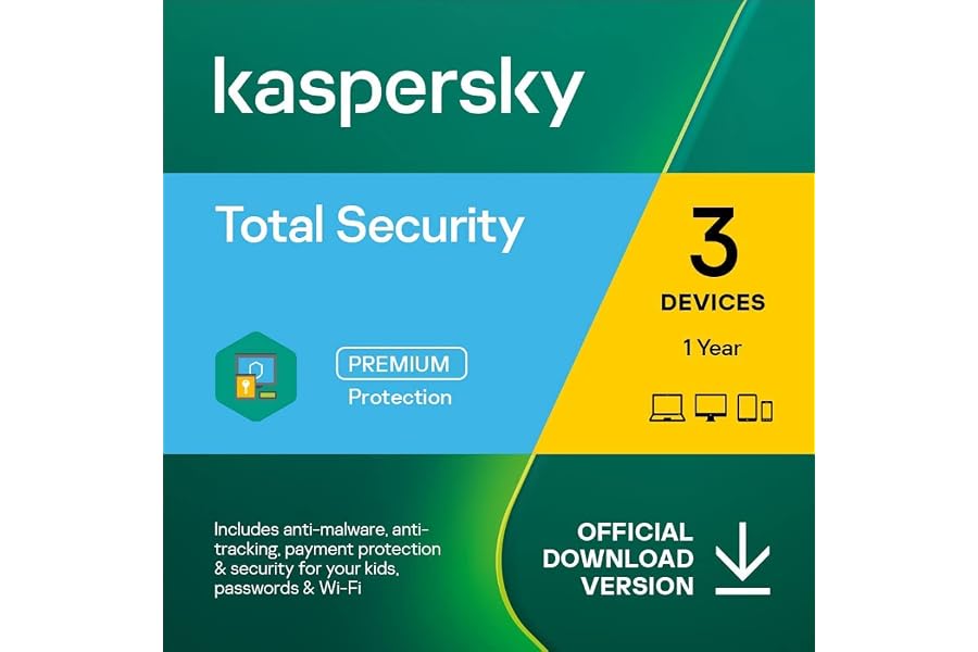 Kaspersky Total Security - Cyber Security | Up to 3 Devices | 1 Year Plan
