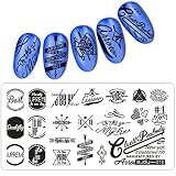 anshinto Girlsネイルアートマニキュア長方形Nail Art Stampingテンプレートプレート One Size ブルー
