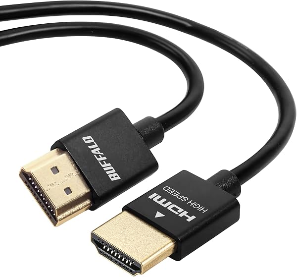 バッファロー HDMI スリム ケーブル 2m ARC 対応 4K × 2K 対応 【 HIGH SPEED with Ethernet 認証品 】 BSHD3S20BK/N - 1
