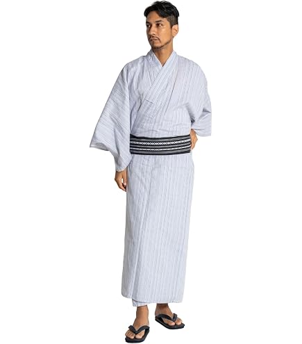 Amazon.co.jp: 浴衣単品高級しじら織りしじら織浴衣白縞呉服店粋大人夏