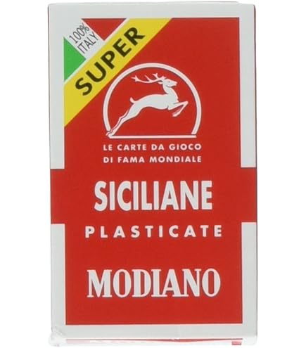 Jeu De Cartes Sicilien Modiano – Édition Régionale Avec Fond Bordeaux, Carton Plastifié 350 G/m², Qualité Italienne