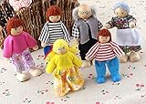 6 PCs./set. Figurines Wooden House Toy Pretend Family Kids Playing Rag Doll for Girls Toys for Child