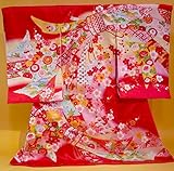 【正絹】 お宮参り着物　（初着・産着）　女児　M5-18 熨斗目に華柄　新品仕立上り　★もれなく８大特典付！