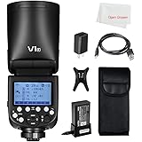 【Godox正規代理&技適マーク】Godox V1-N フラッシュストロボ AK-R1アクセサリーセット同梱 2.4G TTLラウンドヘッドフラッシュスピードライト 10レベルLEDモデリングランプ