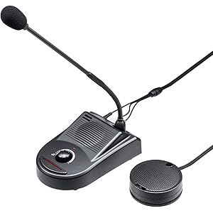 サンワダイレクト 窓口業務マイクシステム スタンドマイク+マイク付スピーカー 音量調整 ケーブル3m 400-MCIP0…