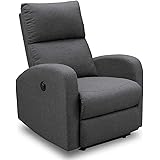 関家具 大川家具 リクライニングソファ 1人掛け 幅74cm 電動 映画用 ホームシアター オットマン一体型 ファブリック ダークグレー クルーン 346138
