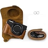 kinokoo Canon PowerShot G7 X Mark2/G7 X MarkII/G7X2専用カメラケース三脚穴付き ショルダーストラップ(ブラウン)