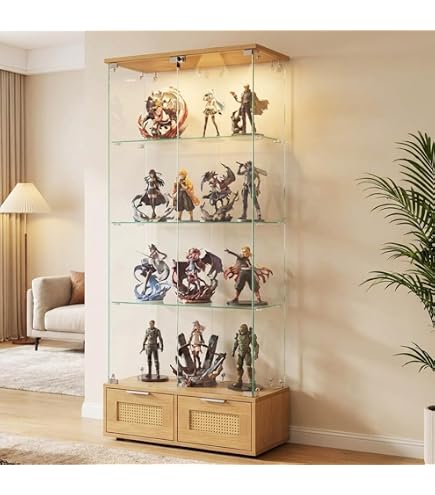 Amazon | 全面ガラスディスプレイキャビネット 4段 フィギュアケース