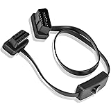 Yandong OBD2 スイッチ付き 延長フラットケーブル 16ピン 60cm 延長ケーブル フラット型 OBD2 用 ケーブル 超薄型 車両診断 （1個入り）