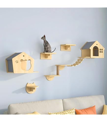 Amazon | Umoraキャットタワー 木製 吊り橋 猫ベッド 遊び場