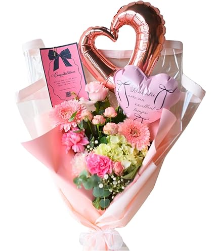 Amazon | 卒業専用 オープンハートのバルーンブーケ (4赤×ピンク系