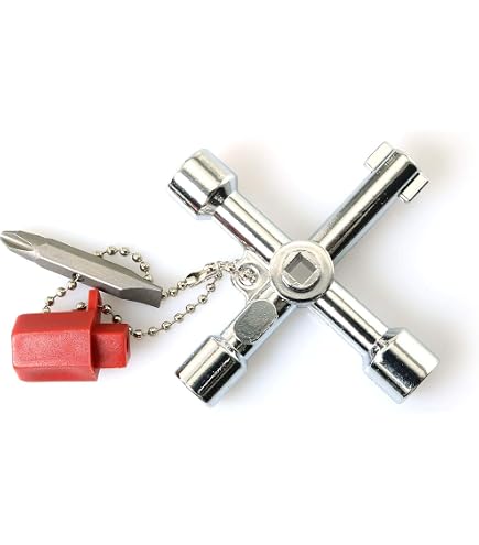 OriGlam 4-Way Multi-Function Utility Key – Plumbing Wrench & Cabinet Opener For Electric, Water & Gas Meter Boxes, Train Doors (Stainless Steel)