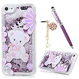 iPod 6ケース、iPod touch 6ケース – 流れる液体フローティングBling Glitter Sparkle耐衝撃ドロップ保護Tpu柔軟なバンパーsim-fitファッションペイント保護カ