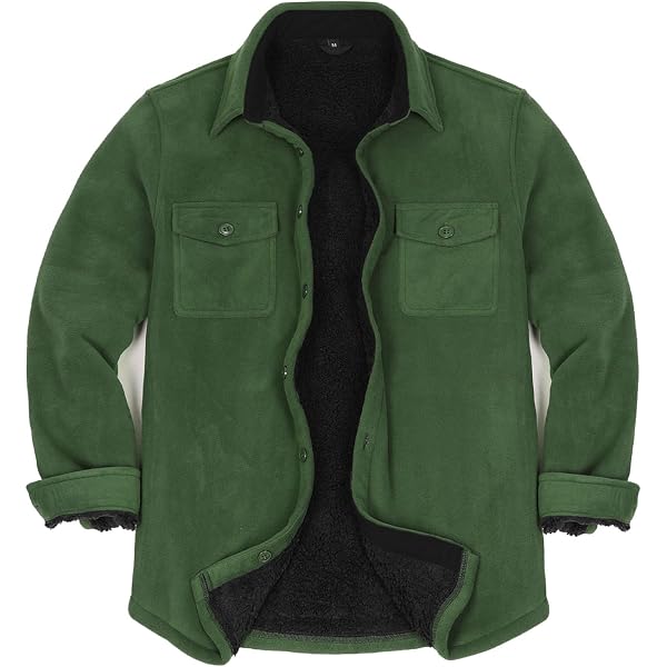 Chouyatou Men's Sherpa Lined Flannel Shirt Jacket - Warm Winter Plaid Button Up, Long Sleeve, Casual & Business - View #3