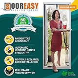 DOOREASY Upgraded Magnetic Fly Screen Door-32 Magnets In Middle-Full Frame Velcro Mesh Curtain-Weigh